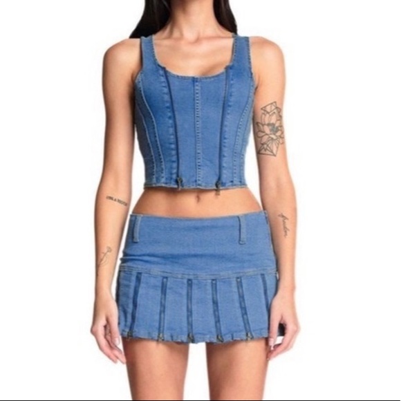 I AM GIA Denim Corset Top with Zipper Detail - Picture 4 of 5